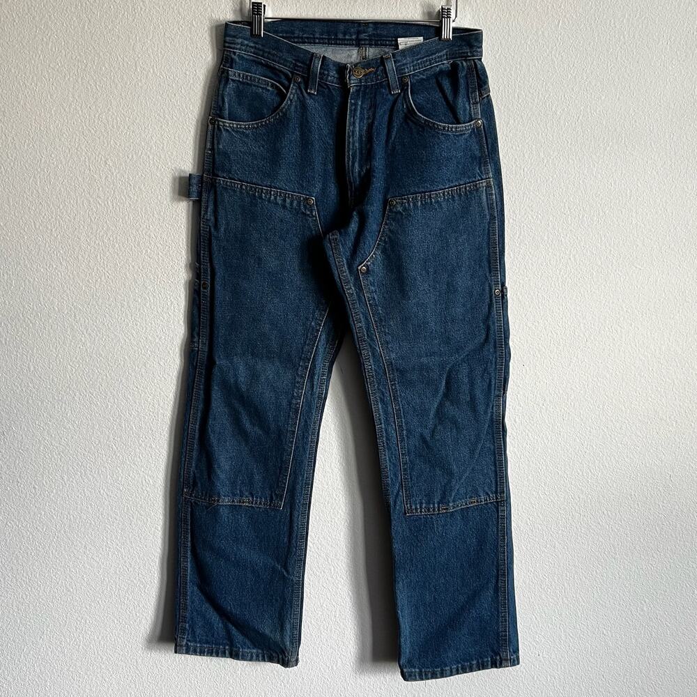 Key denim blue  double knee work wear carpenter pants